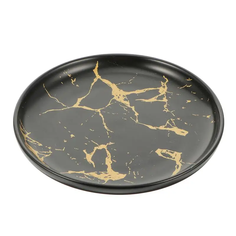 

1Pc Ceramic Dinner Plate Marble Grain Steak Plate Western Dessert Tray (6 Inch)