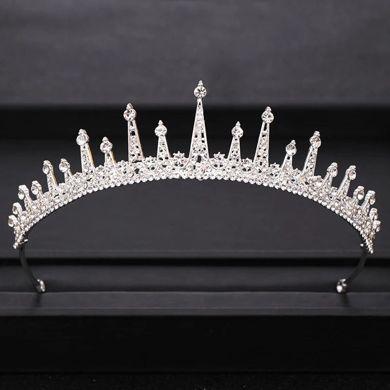 Silver Трендовая свадебная корона для невесты, головной убор золотого и серебряного цвета в стиле барокко, хрустальные диадемы и короны, свадебная тиара, аксессуары для волос - Окраска металла: Silver