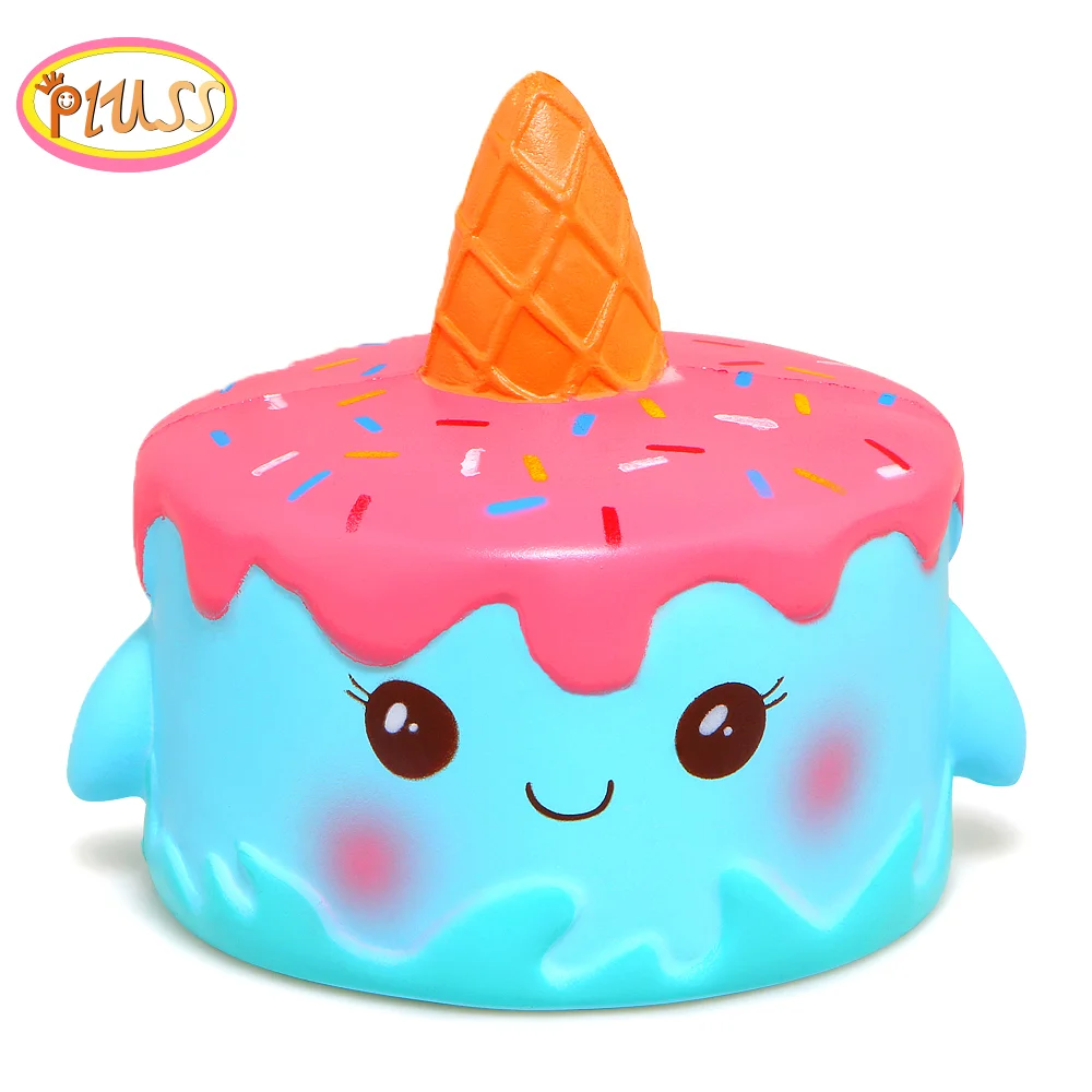 Kawaii Единорог синий Сжимаемый торт медленно восстанавливающие форму сжимаемые
