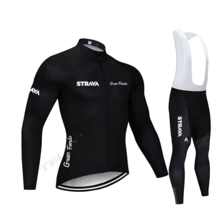 Long sleeve suit STRAVA road bike team 9D cojin de equitacion traje de primavera y otono camisa de manga larga jersey - Цвет: Long sleeve suit