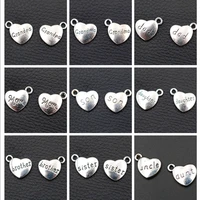 heart shaped family tag pendant grandparents charm dad mom charm uncle aunt charm brothers sister charm son daughter charm10pcs