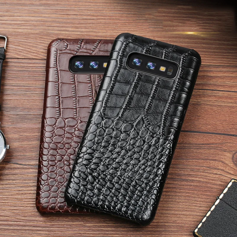 Чехол из натуральной кожи крокодила для Samsung Galaxy S10 S9 S8 Plus A10 A20 A30 A40 A50 A60 A70 A80 A90 A10S A20S