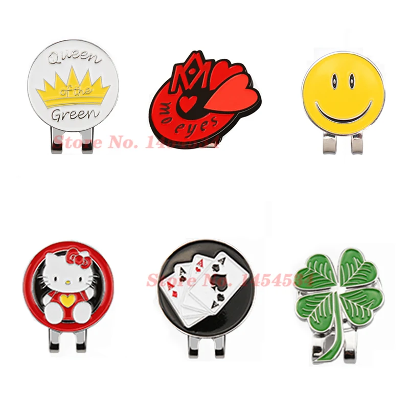 

Golf Products Men Women Golf Hat Clip Crown/four-leaf Clover/playing Card Mark Magnetic Cap Clip Ball Position 6 Styles