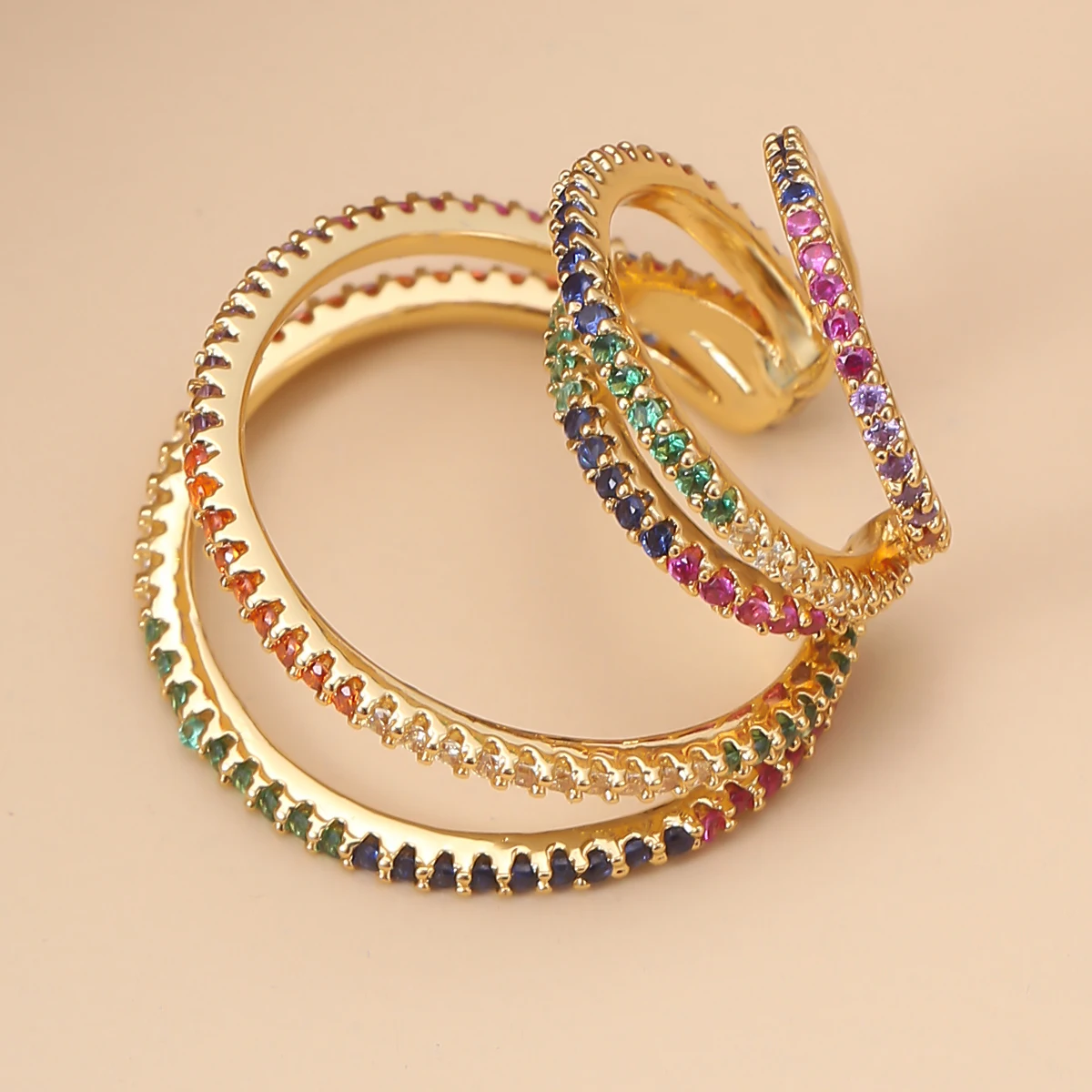 

IngeSight.Z Luxury Shiny Rhinestone Clip Earrings Without Piercing Simple Bling Crystal Cuff Earrings Brincos for Women Jewelry