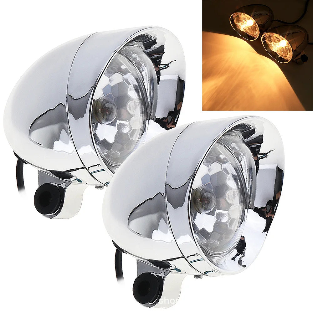 

2Pcs /Pair 10W 12V Universal Motorcycle Headlights Motorbike Retro Bullet Fog Light Auxiliary Light Fit for Motorcycle Motorbike