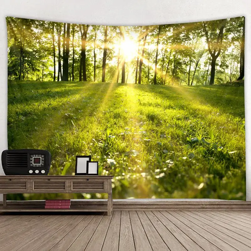 

Natural Forest Printed Tapestry Hippie Wall Hanging Bohemian Wall Tapestry Mandala Wall Art Decor Travel Sleeping Pad Polyester