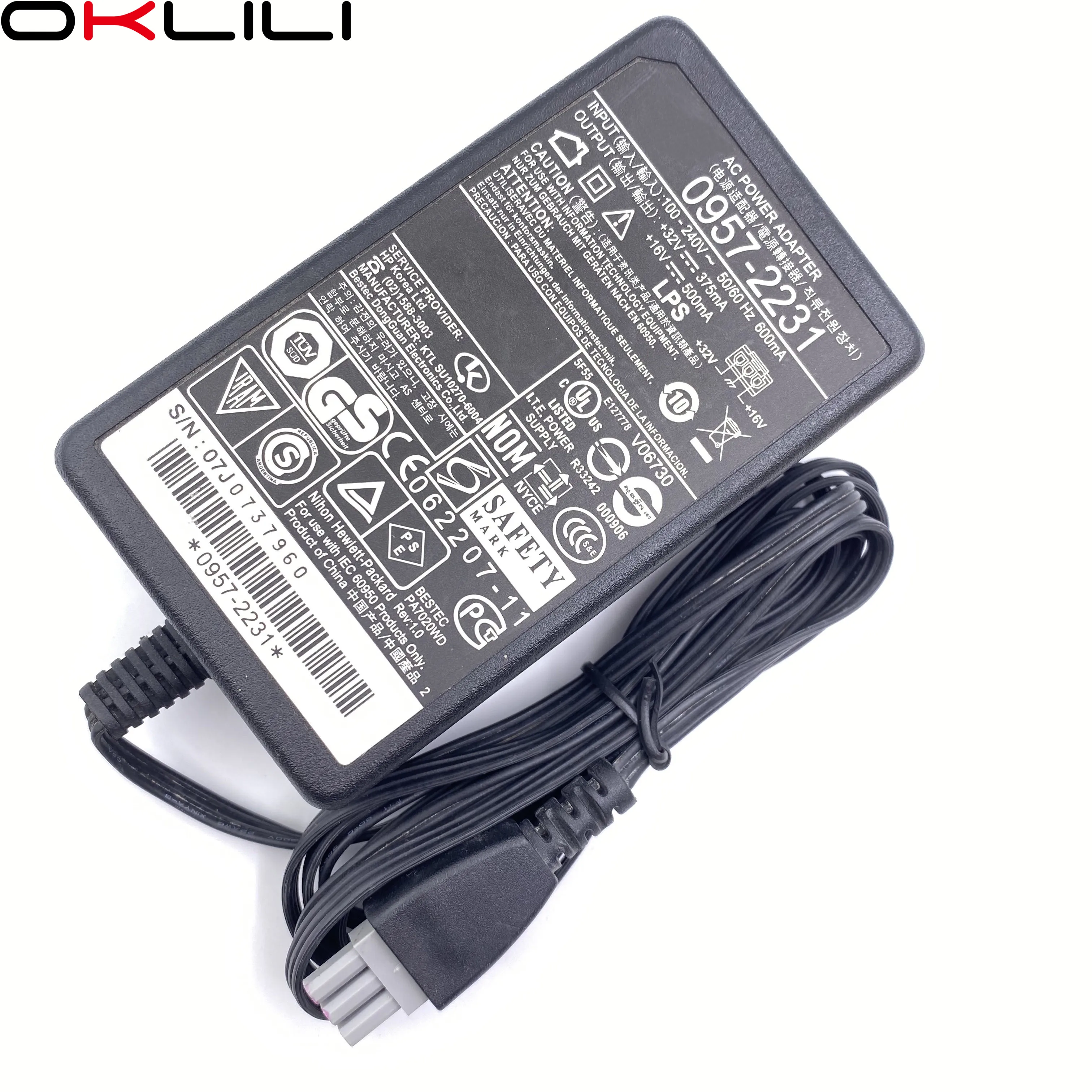 Fonte de Alimentação 500ma para hp Adaptador Carregador 375ma 16v D1420 D1430 D1460 D2430 D2460 F2120 F2140 F2240 F2280 F2290 0957-2231 ac 32v