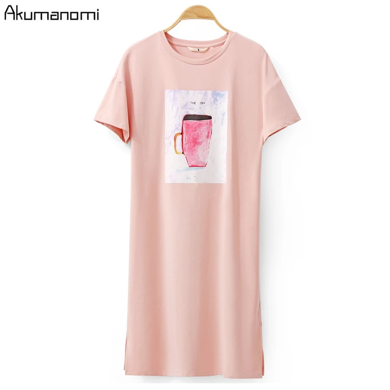

Plus Size 7xl 6xl 5xl 4xl Xxxl Midi T Shirt Dress Women Summer Party Vintage Knitted Boho Casual Blue Double Slit Dresses Top