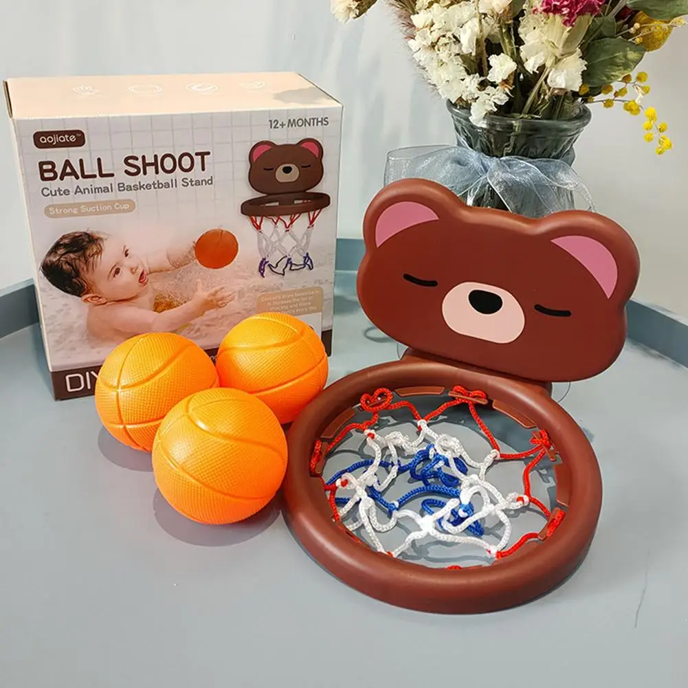 Suction Cup Shooting Basketball Hoop Baby Bath Toys Bathroom Shower Cartoon Animal Toy Kid Play Water Game Toy For Children