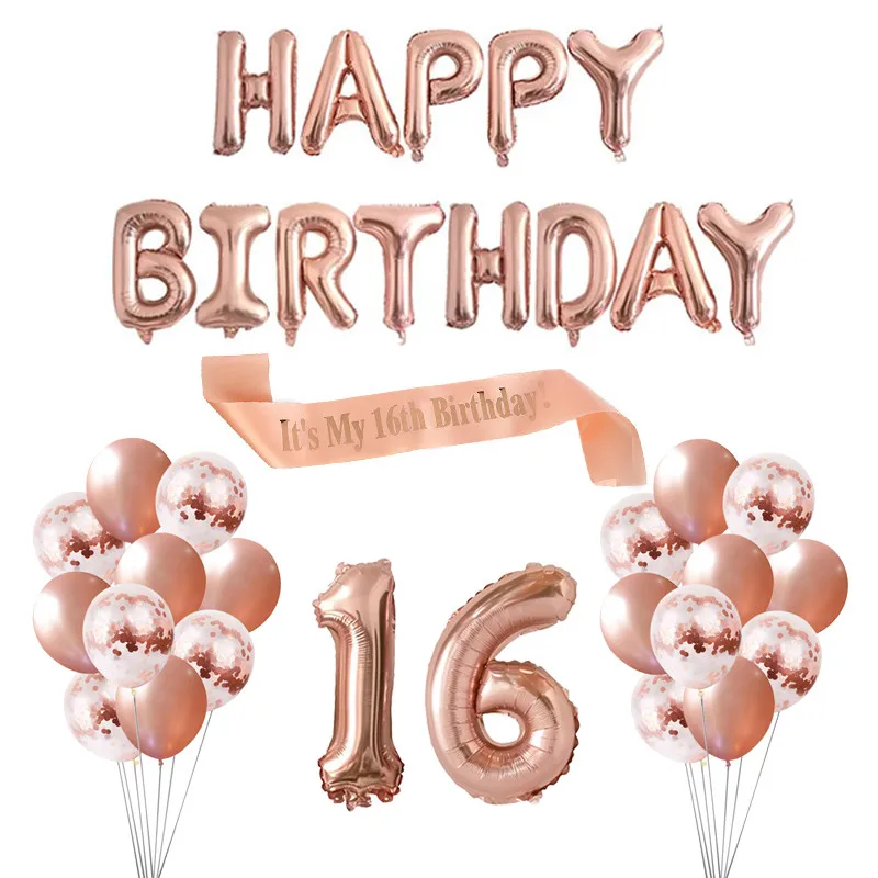 Праздничное украшение для 16-го дня рождения Chicinlife шары на день баннер атласный