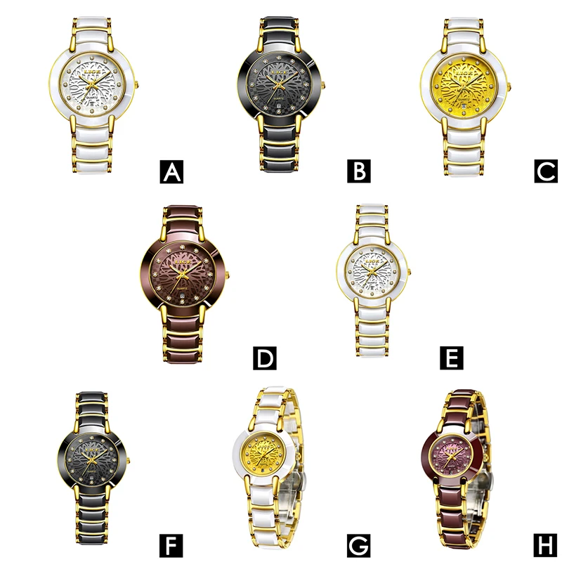 

LIGE Fashion Casual Couple's Watches Quartz Ceramic Wristwatches Watch