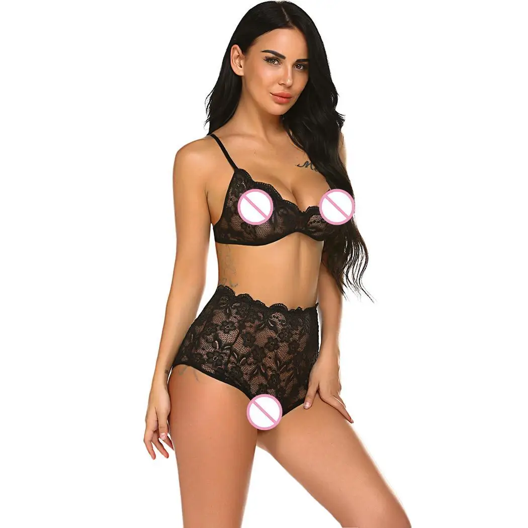 Women Lace Floral Sexy Spaghetti Strap Lingerie Pajamas Set | Тематическая одежда и униформа