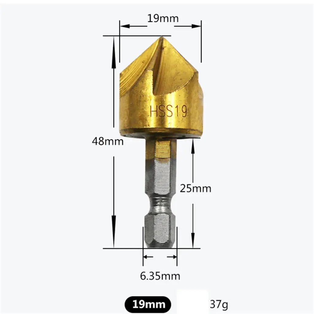 

3Pcs/Set High Speed Steel Countersink, 5 Flute, 82-Degree Point, 13/16/19mm
