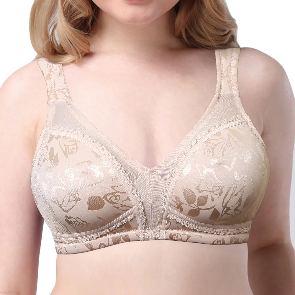 

YANDW New Arrival Women Bra Quality Underwear Embroidery Mesh Thin Wireless Cups Comfort Plus Size Bras