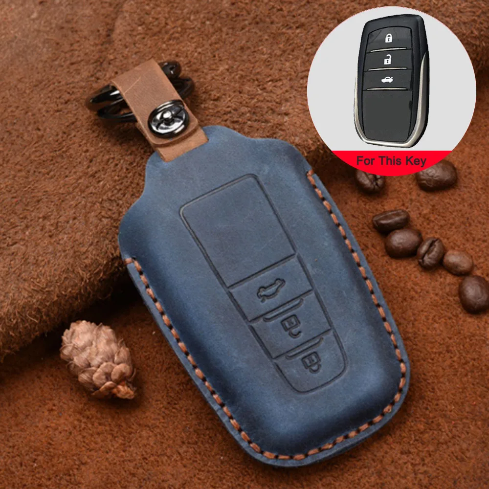 Высокое качество 3 кнопки кожаный чехол для автомобильного ключа Toyota Camry CHR Prius