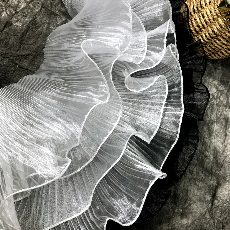 13 см * 1 ярд романтическая 3d органза плиссированные кружевные оборки волнистые и