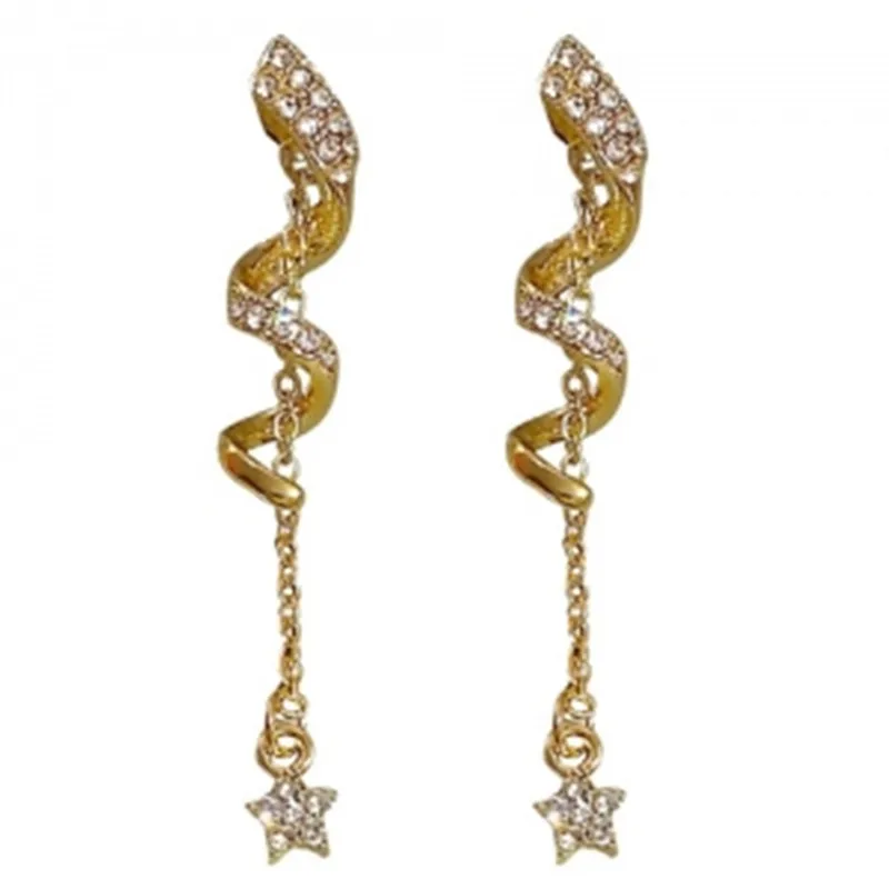 

Korean Earrings Fashion Jewelry Twisted Tassel Star Long Earrings Temperament Vintage Statement Earrings Women Wholesale Brincos