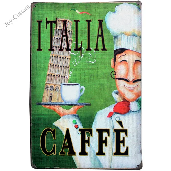 Италия CAFEFE знак кофе ретро износом олова металлическую пластину с поваром