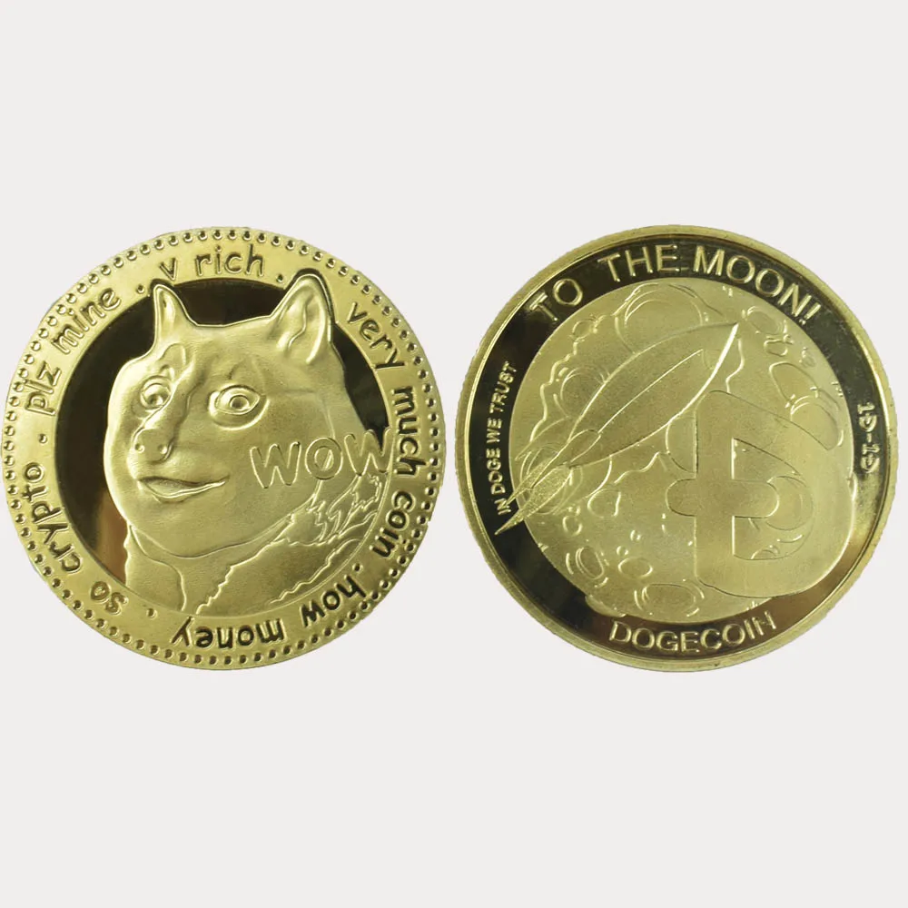 Новинка разноцветная Золотая монета Wow Dogecoin с принтом пластиковым корпусом Doge