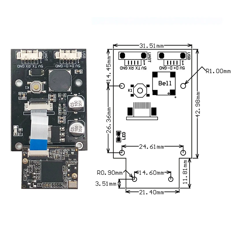 Фото Модуль-сканер штрих-кодов и QR-кодов 1D 2D PDF417 USB UART GM69 1280*800 CMOS с высокой скоростью считывания для паспортных кодов №3