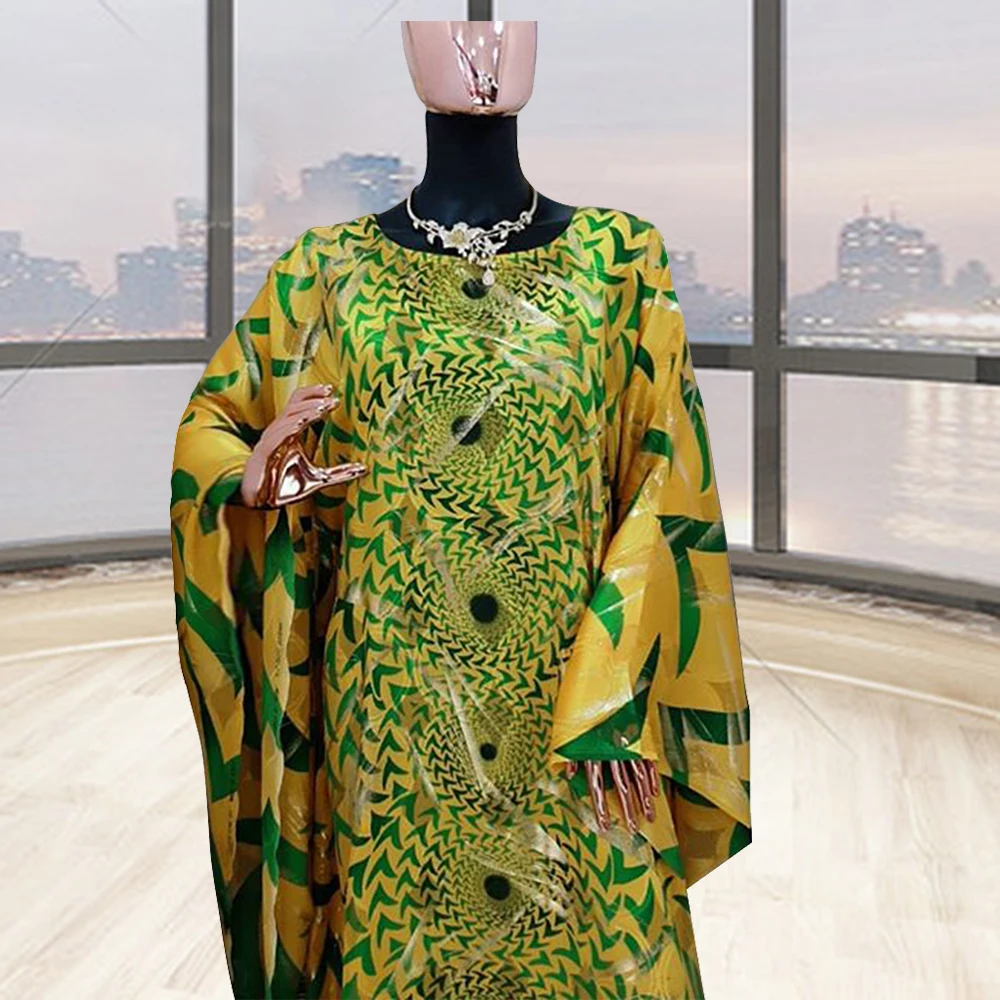 Платье Макси женское с круглым вырезом и принтом рукавом летучая мышь |