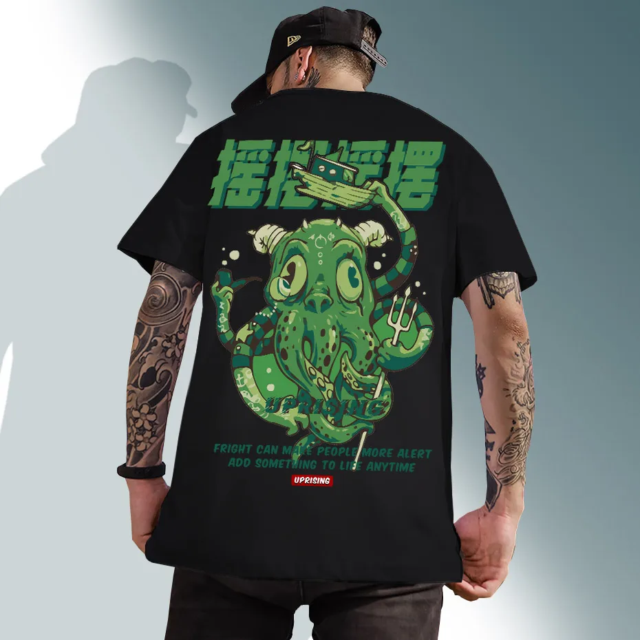 Футболка мужская в стиле хип хоп мультяшный принт осьминога Модная хлопковая