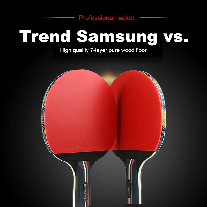 

Table Tennis Bat Racket PingPong Paddle Long Short Handle Durable Bag 3 Balls UT