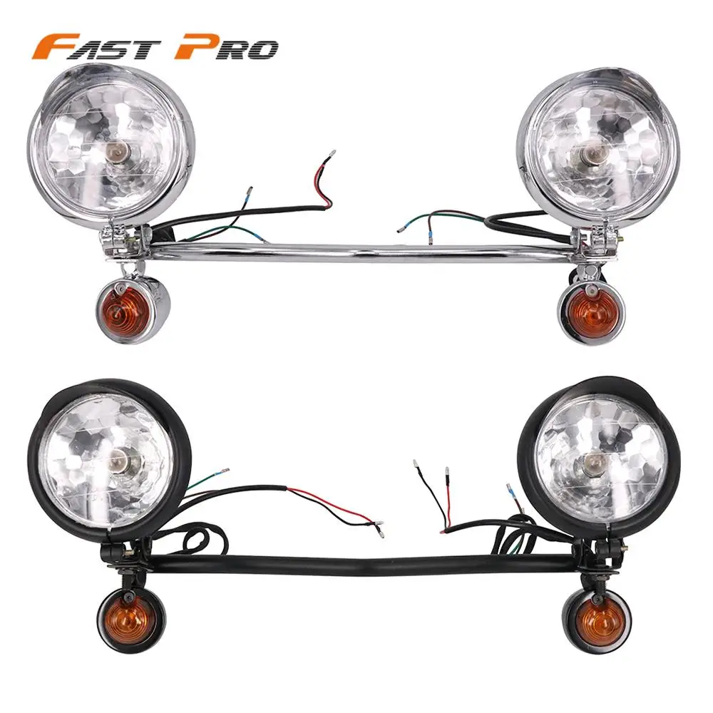12V Motorcycle Retro Headlights Turn Signal Light Fog Auxiliary Lamps Scooter Motorbike For Honda Harley Suzuki Cafe Racer |