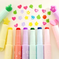 6 pcslot flower highlighter stamp marker pens diy scrapbooking tools zakka stationery canetas escolar school supplies f6285