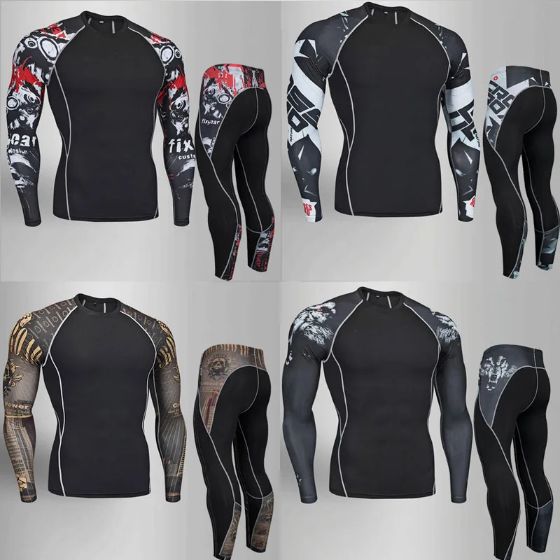 

Men's Clothing Winter first layer Thermal underwear long johns Compression Sport suit MMA Training set Jogging skin care kits