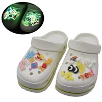1pcs fluorescent shoe charms decorations luminous shoe accessories pvc croc jibz buckle for kids and adult bracelets wristbands