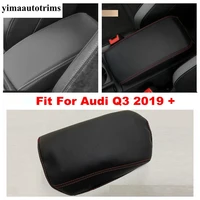 center console armrest storage box pad mat protector decoration cover pu leather interior accessories for audi q3 2019 2021