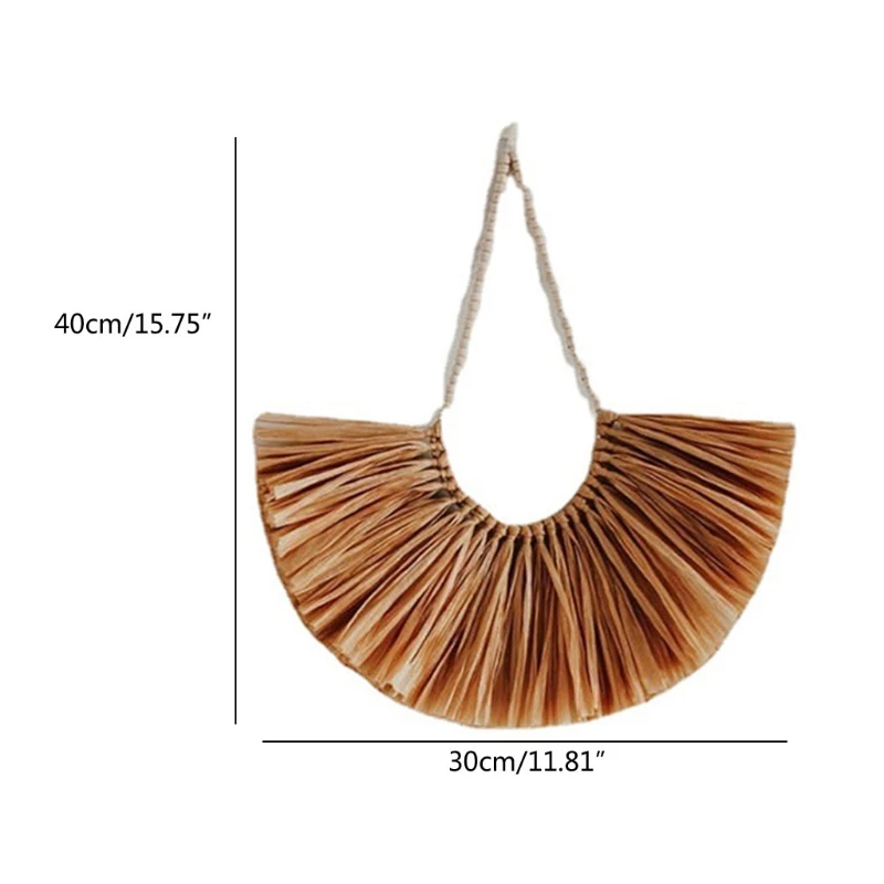 

Wood Bead Straw Wall Hanging Decoration Rustic Farmhouse Ornament for Living Room Home Handcraft