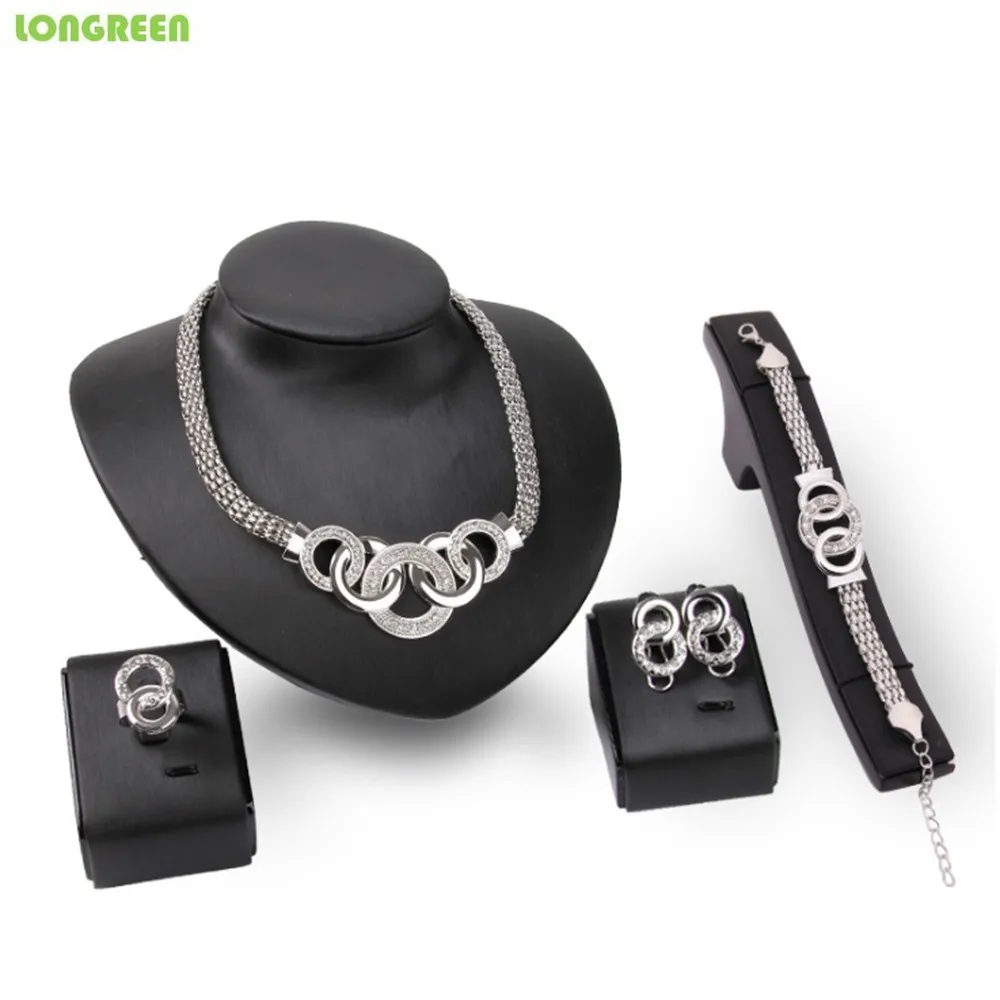 Style 9 ilver Роскошные золотые ювелирные изделия с украшением в виде кристаллов капли воды Для женщин Китая по оптовым ценам многослойное украшение на шею в Цепочки и ожерелья серьги свадебные туфли в нигерийском стиле Дубай ювелирные наборы - Окраска металла: Style 9 ilver