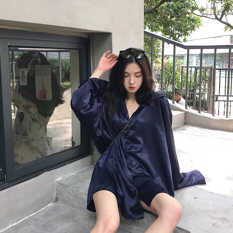 

Hong Kong Style Chic Mid-Length Loose and Lazy Style Long-Sleeved Shirt Women's Spring 2021 New Korean Style Shirt Coat Fashion
