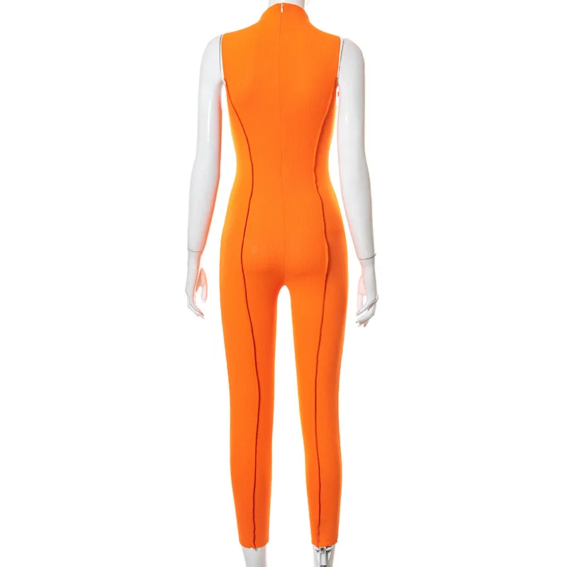 

Women's Jumpsuit Summer New Style Stitching Solid Color Sexy Sleeveless High Waist Skinny Pants Jumpsuit One Piece Jumpsuit