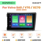 Автомобильный DVD-плеер IPS DSP, 2 Din, Android 11, для VOLVO S60, V70, XC70, XC90, 2000, 2001, 2002, 2003, 2004, GPS, радио, навигация, 4 Гб