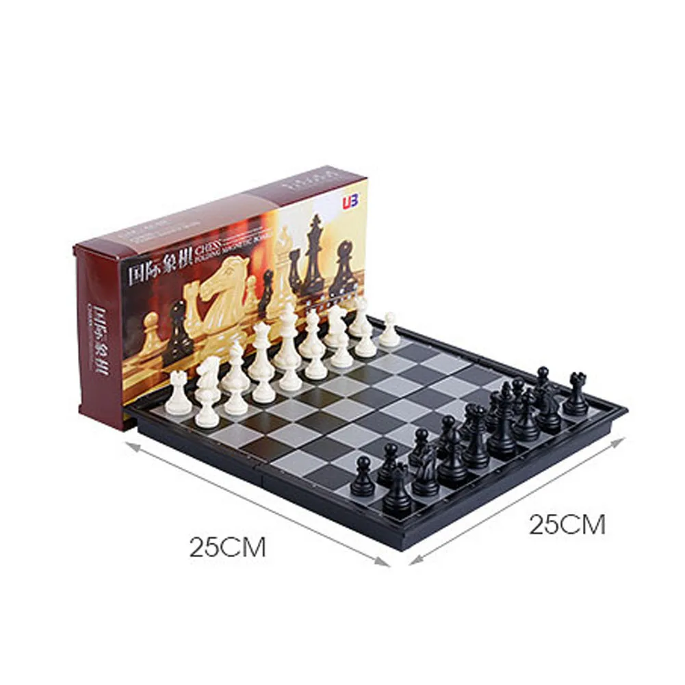 

Chess Armory Magnetic Travel Chess Set Black & White Pieces Chess Foldable Board