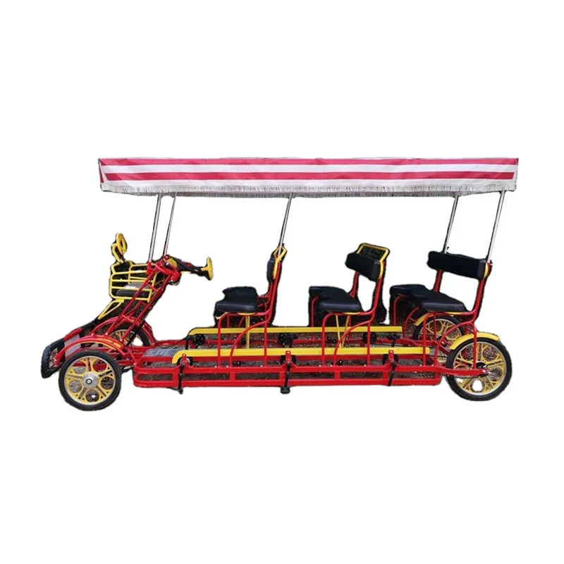 2pcs/lot 4 Wheels Pedal Bicycle Bikes Tandem Rickshaw Surrey Sightseeing Road Bike Passenger Car With Awning 6 Seat | Бытовая техника