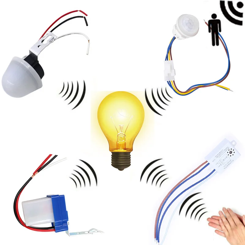 

Smart Switch PIR Detector Sound Voice Sensor Lamp Photocell On Off Light Controller Photoswitch 110/220v Infrared Automation