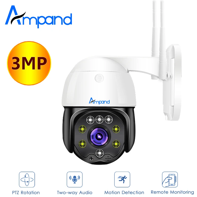 3MP AI человека обнаружения PTZ IP Камера открытый Беспроводной H.265 P2P ONVIF аудио