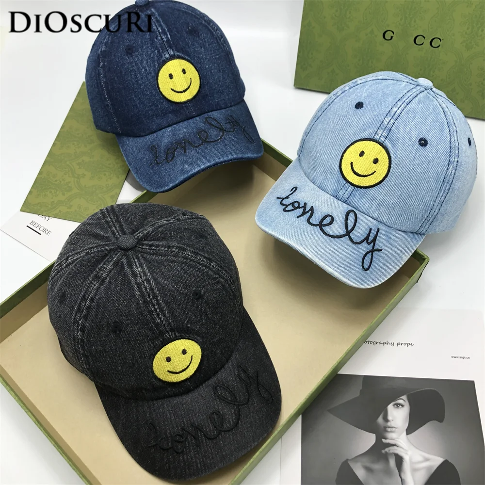 

Бейсболка с вышивкой в ковбойском стиле для влюбленных, модная эластичная Кепка «Улыбка» в стиле хип-хоп, с большими полями, на резинке, четы...
