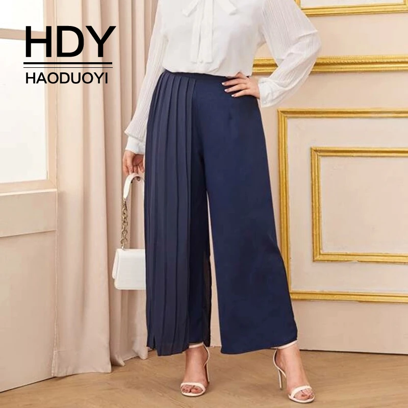 HDY Haoduoyi 2020 новые модные женские размера плюс свободные офисные Простые складки