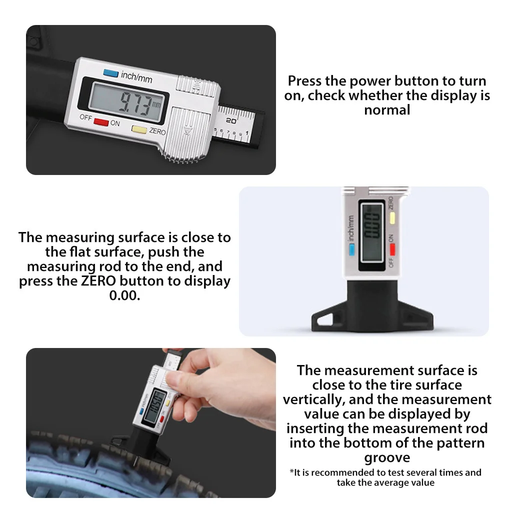 Толщиномер для автомобильных шин цифровой измеритель толщины безопасного