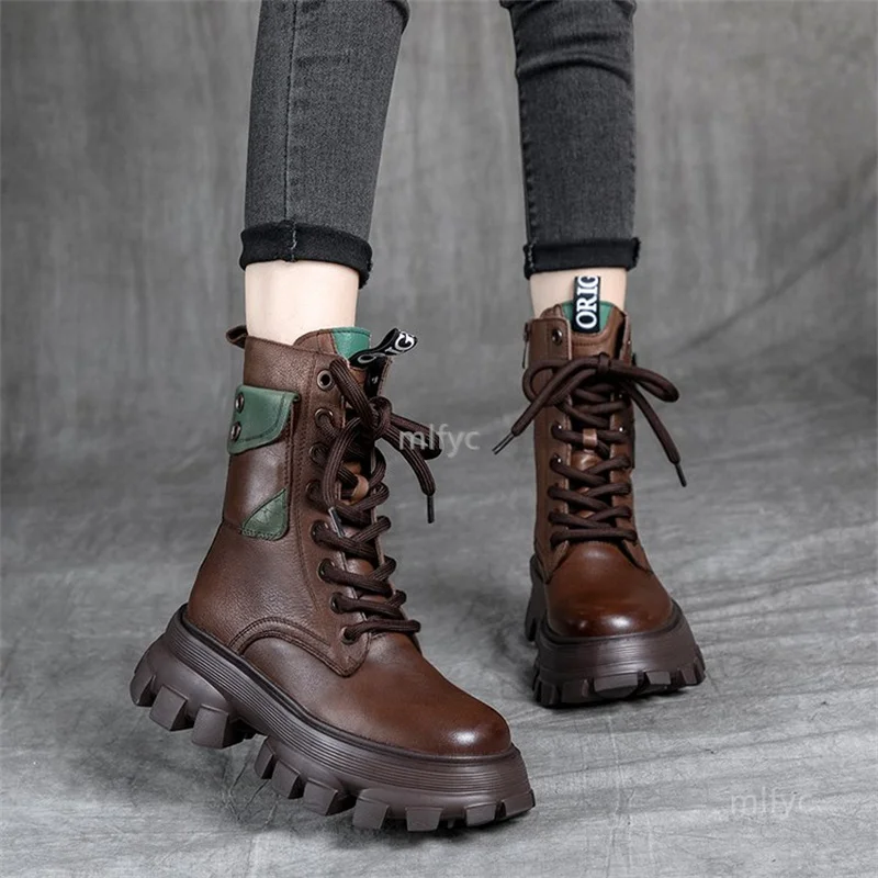 

Retro Martin boots female British style autumn and winter 2021 new niche fried street side zipper lace-up ankle boots female