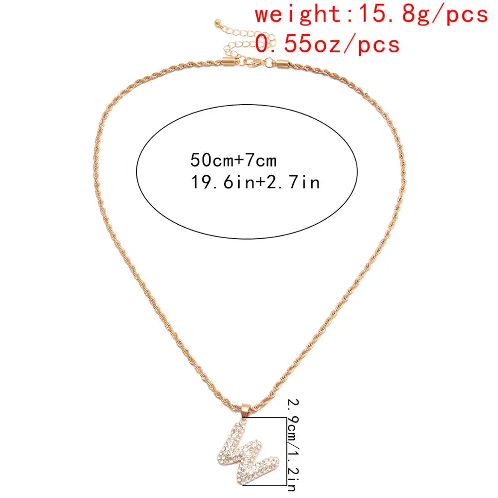 

Kpop Luxury Crystal A/J/M/R/K/W Letter Pendant Choker Necklace Simple Full Rhinestone Long Chain Clavicle Necklace Women Jewelry