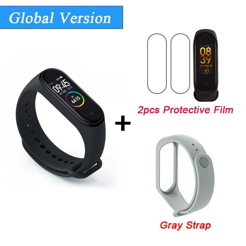 CE Add 2Film Gray Xiaomi mi Band 4 Smart mi band 4 водонепроницаемый пульсометр фитнес 135 мАч Bluetooth 5,0 50 м цветной экран - Цвет: CE Add 2Film Gray