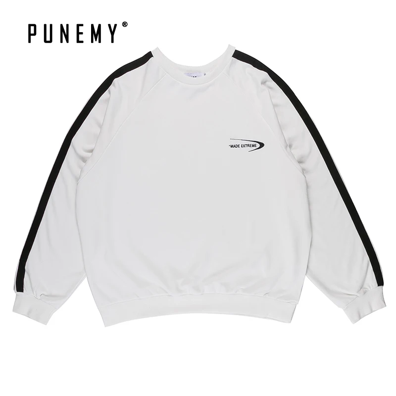 Повседневные толстовки женские с круглым вырезом рукавом в полоску большие