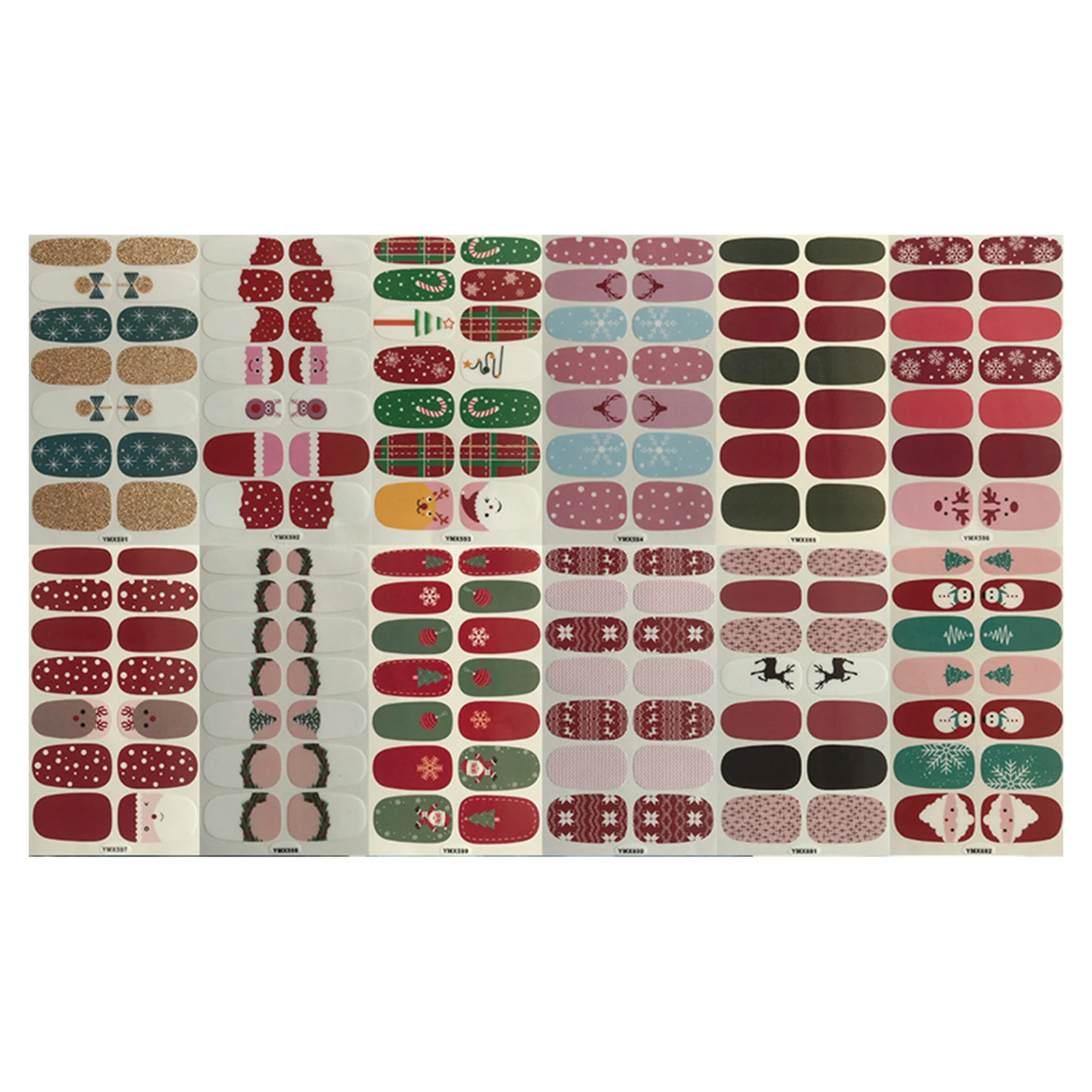 

12 Sheets Full Cover Polish Wrap Decals DIY Gift Christmas Series Nail Art Sticker Gift Professional Salon Home Use