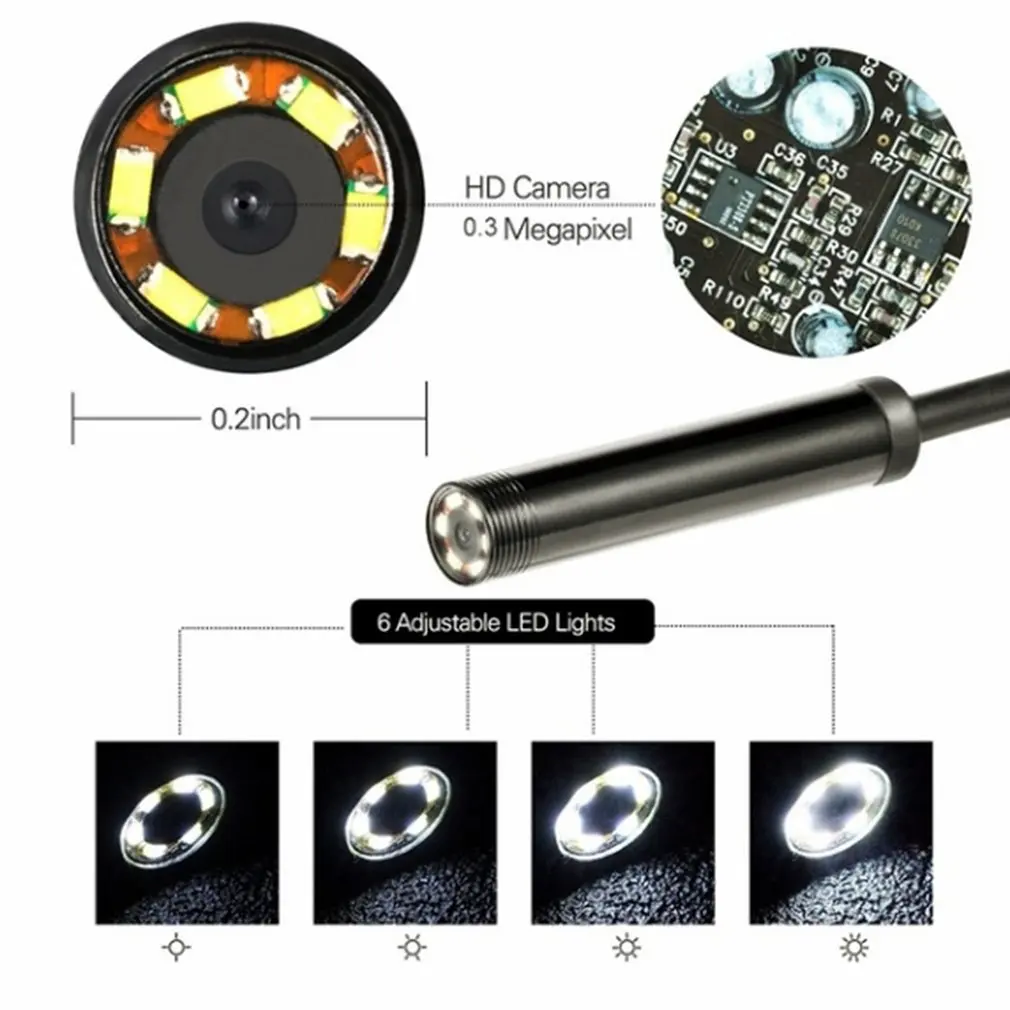 

7.0mm Type-c Android USB Endoscope Camera Hard Cable PC Android Phone Endoscope Pipe Type C Endoscope Inspection Mini Camera